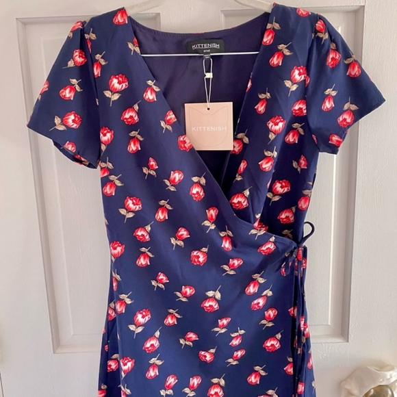 Kittenish Newport Navy Floral Wrap Dress - Picture 3 of 8